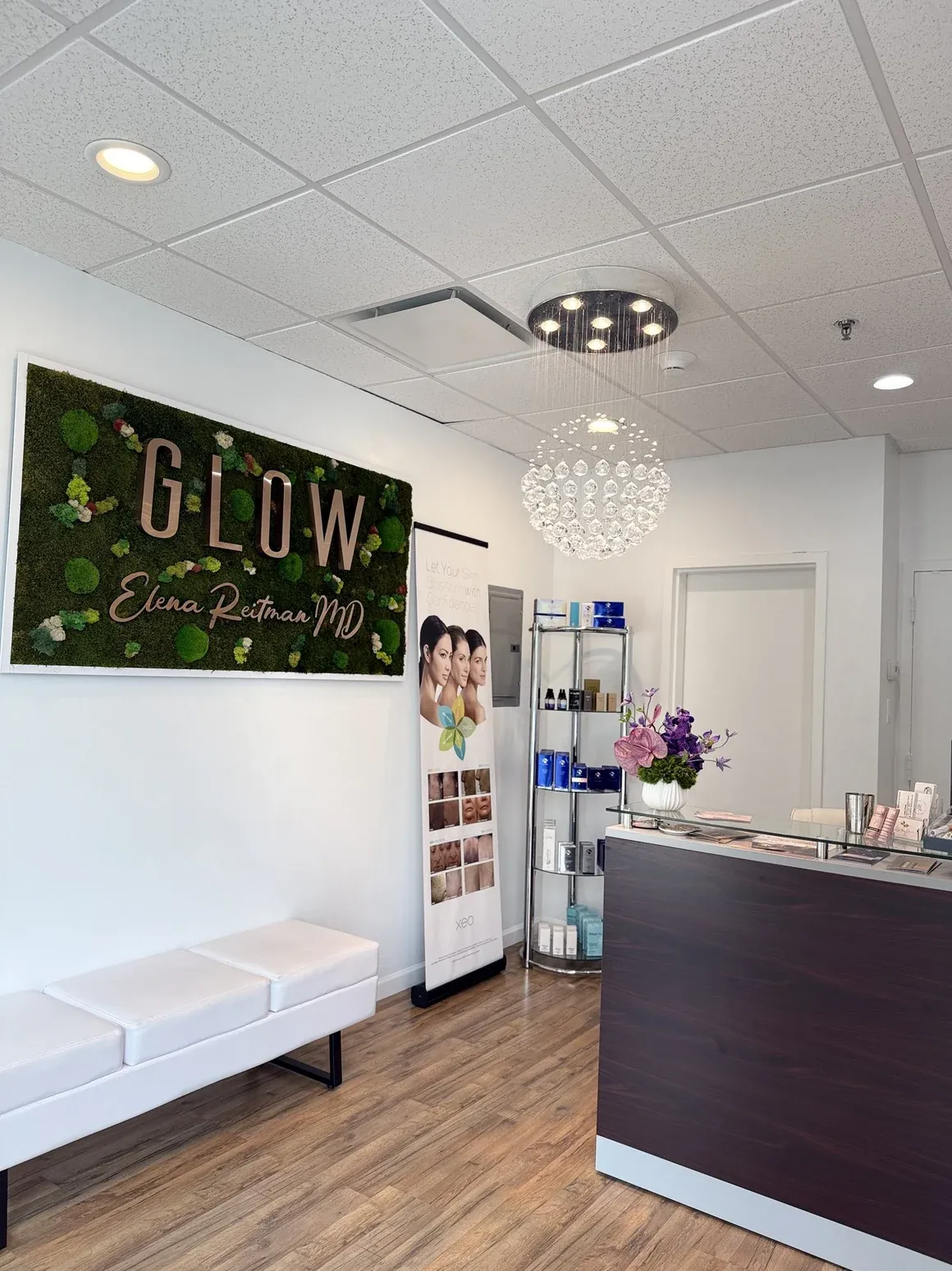 The reception and waiting area at GLOW by Elena Reitman MD